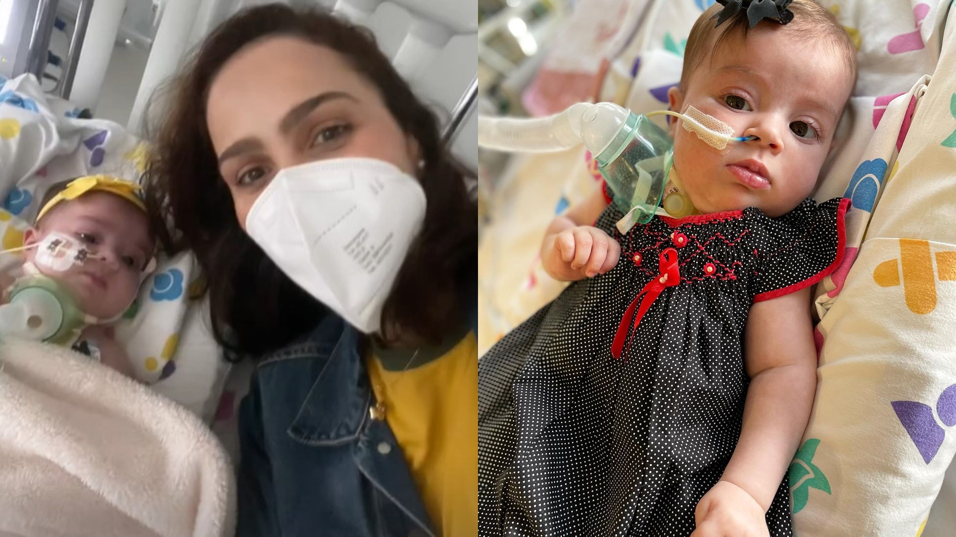 Leticia Cazarré comemora gols do Brasil ao lado da filha internada em hospital
