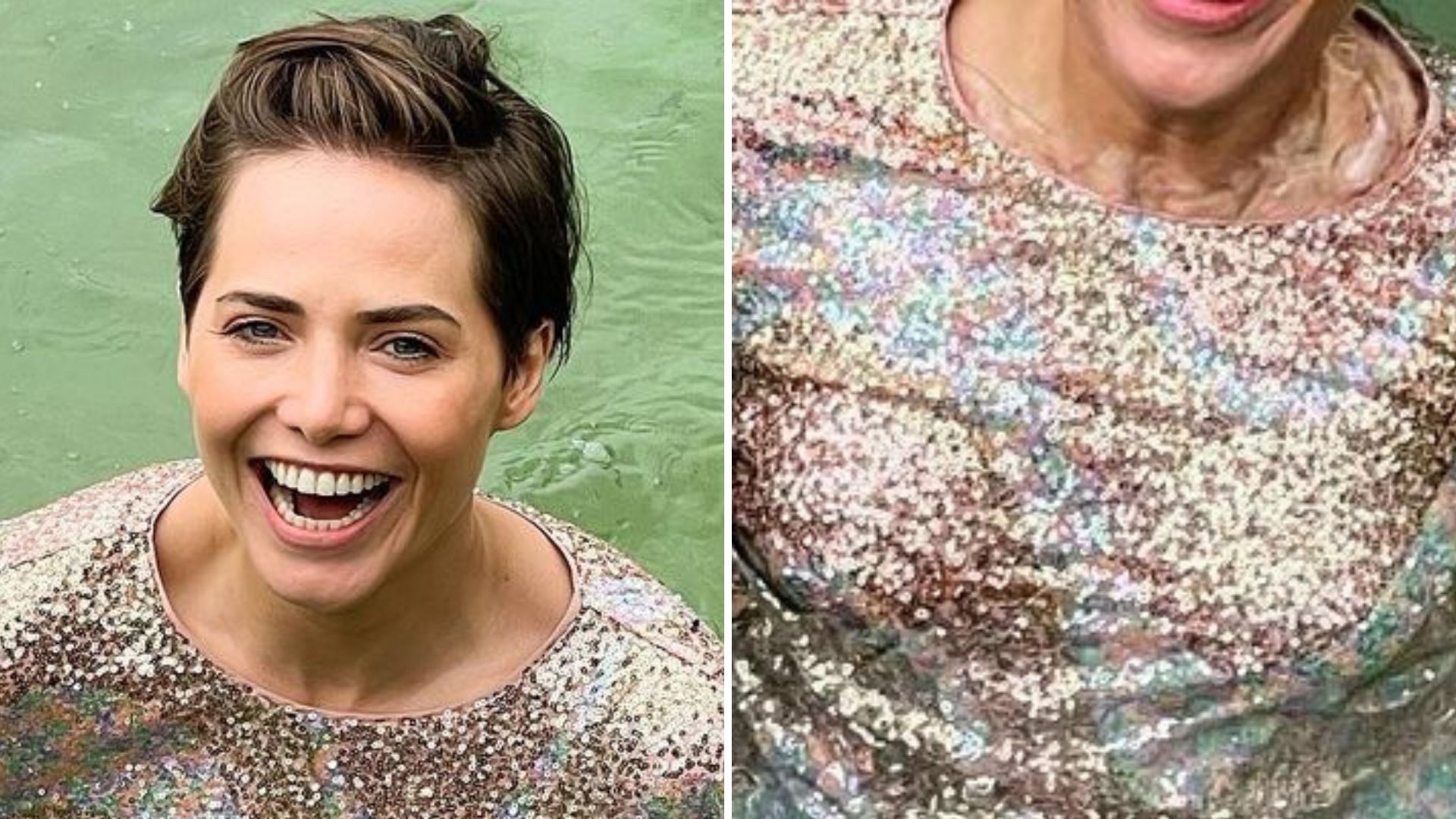 Letícia Colin se joga no mar com vestido de paetê para celebrar seus 33 anos: “Imensidão”