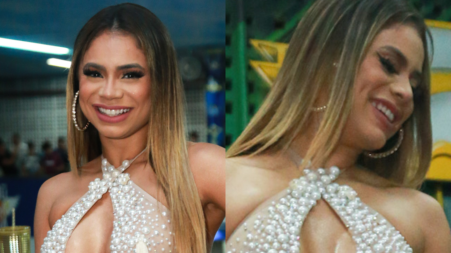 Feliz da vida, Lexa cai no samba com vestido transparente sem sutiã