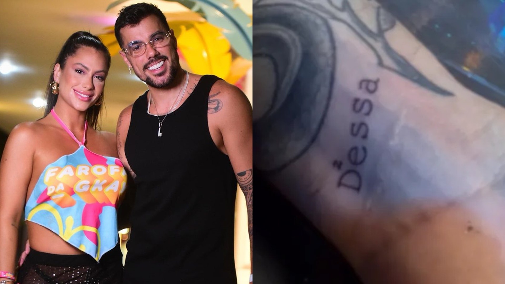 Ex de Anitta, Lipe Ribeiro tatua o nome da namorada na Farofa da Gkay: “Minha vida”