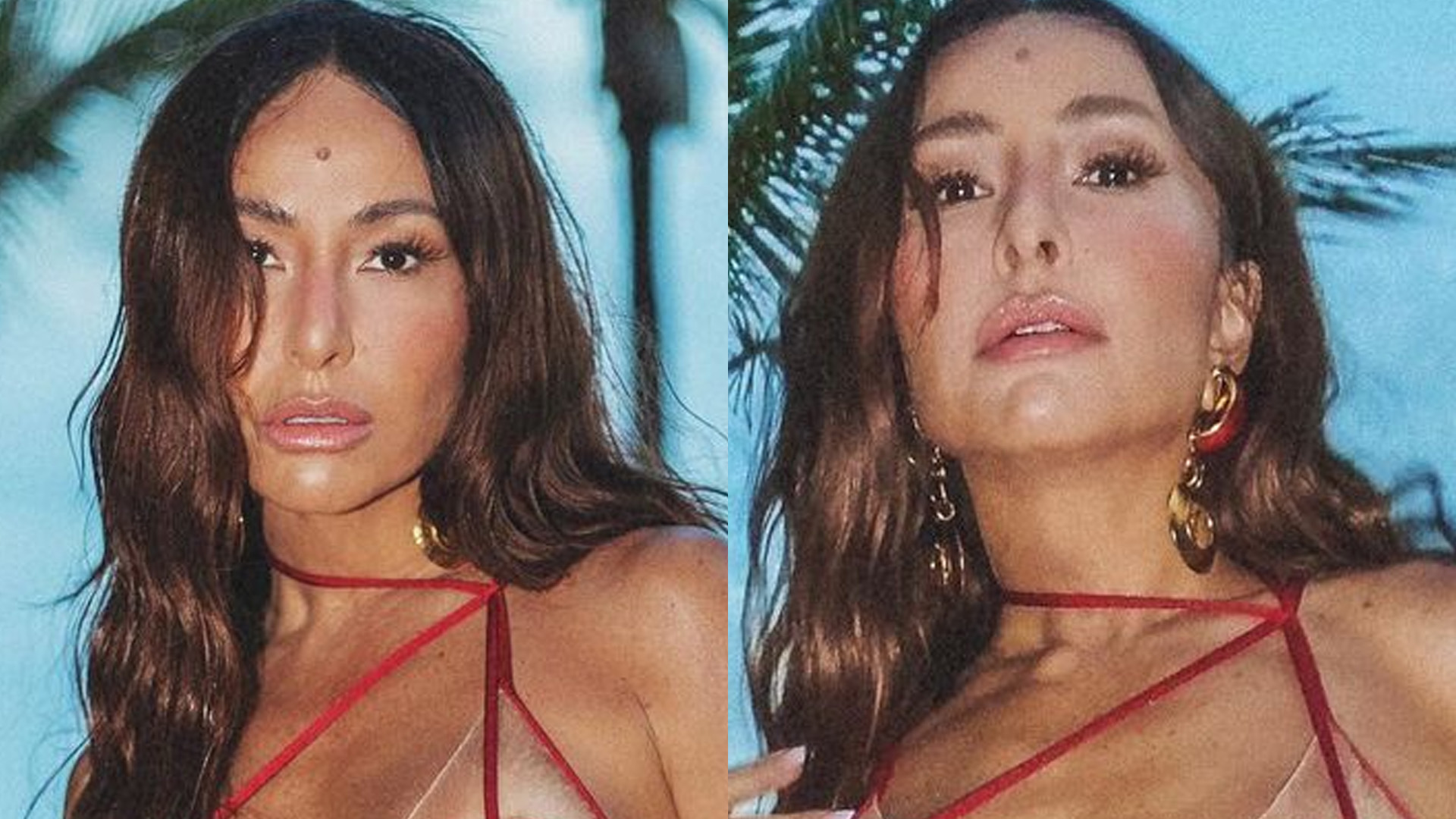 Sabrina Sato arrisca biquíni vazado e exibe contorno indiscreto: “Cereja”