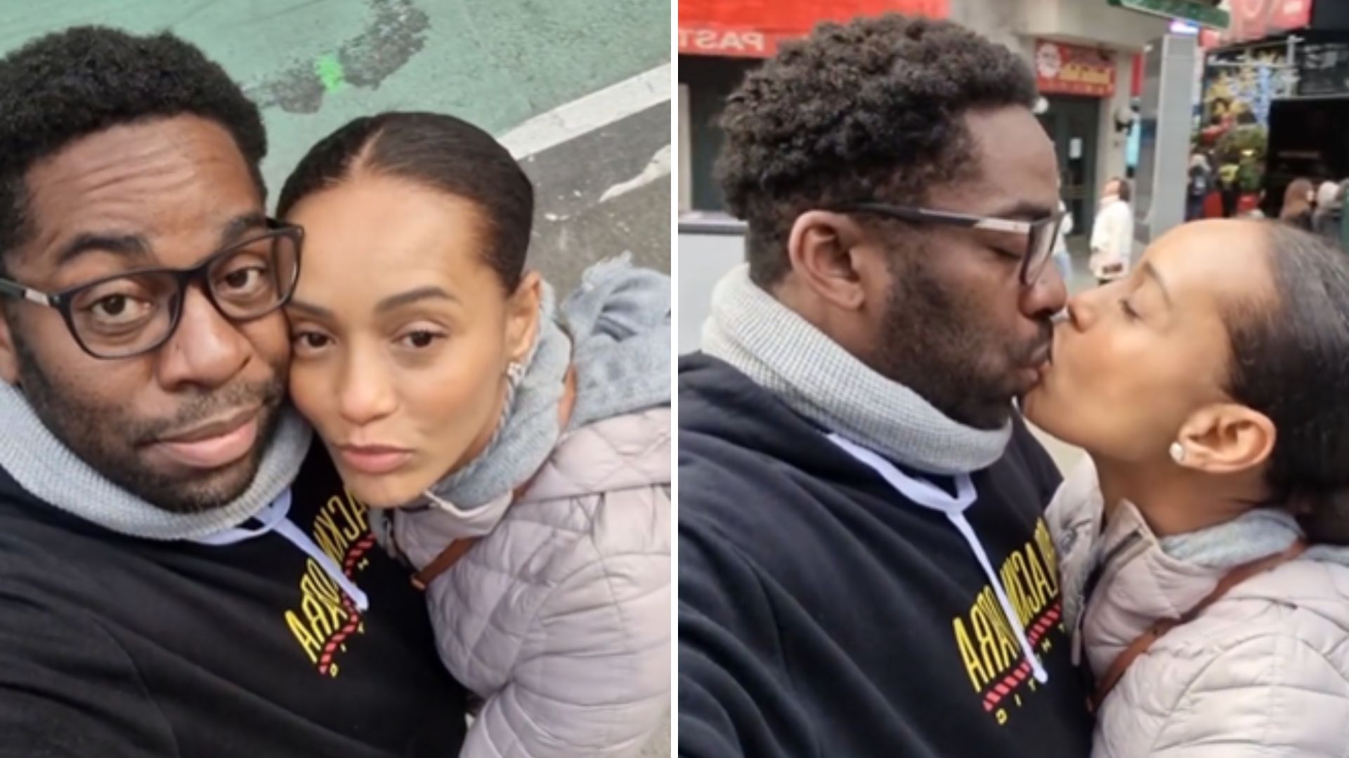 Taís Araújo e Lázaro Ramos dão beijão para celebrar momento em Nova York: “Rolando agora”