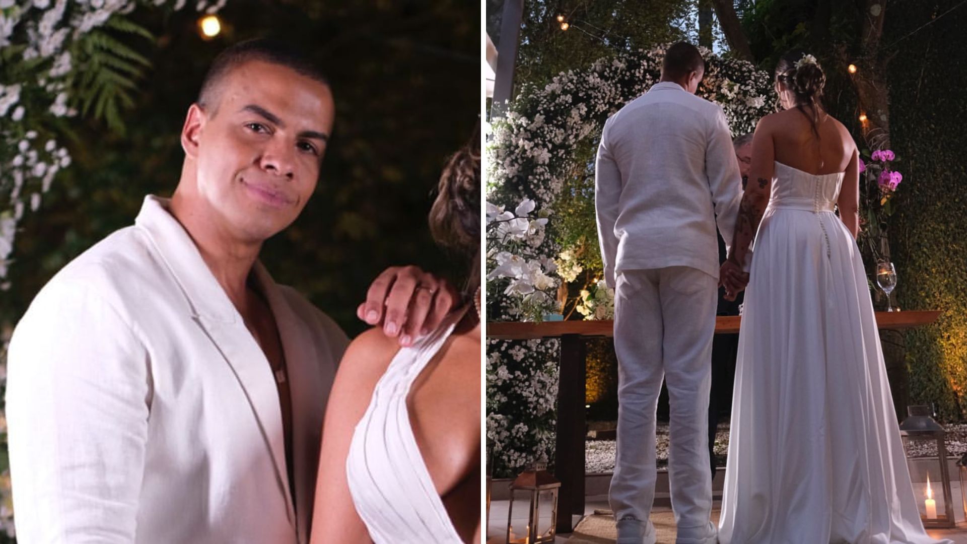 Inovou! Thiago Oliveira, do ‘É de Casa’,  sobe ao altar de peito nu em cerimônia luxuosa