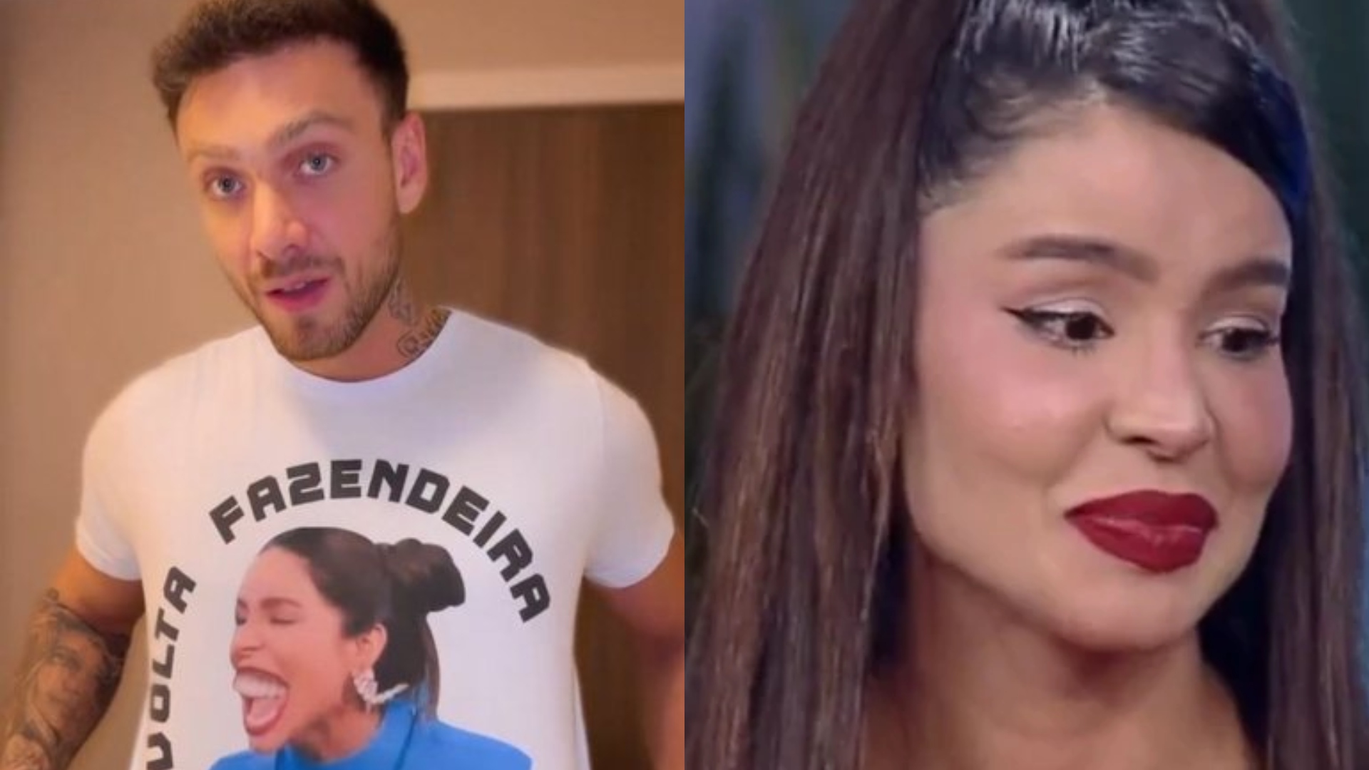 A Fazenda 14: Vini Buttel debocha de Kerline e estampa meme em blusa, mas é barrado pela produção