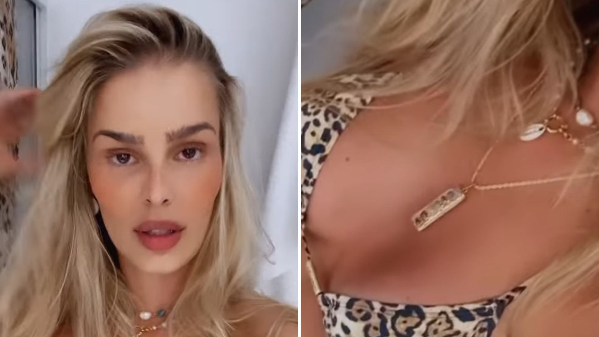 Yasmin Brunet exibe bronzeado com biquíni de oncinha fininho: “Solzinho de hoje”