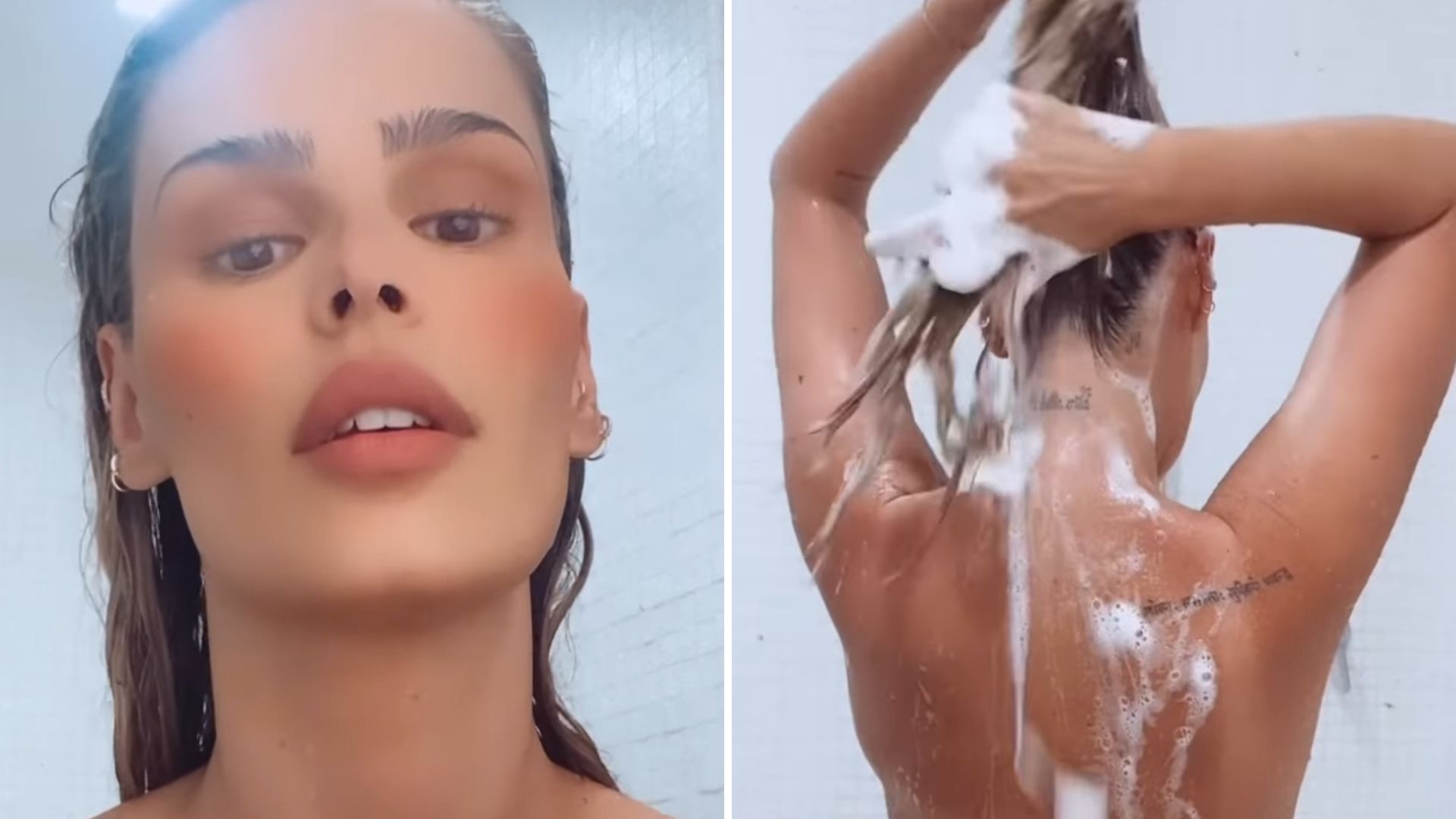 Yasmin Brunet surge nua em banho e exibe tatuagens ‘secretas’: “Melhor parte”