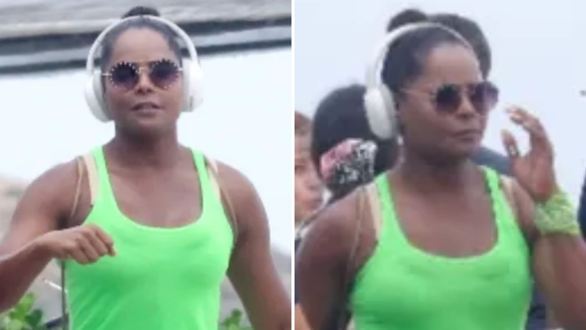 Adriana Bombom é flagrada exibindo corpão em caminhada com o marido, Adrien Cunha