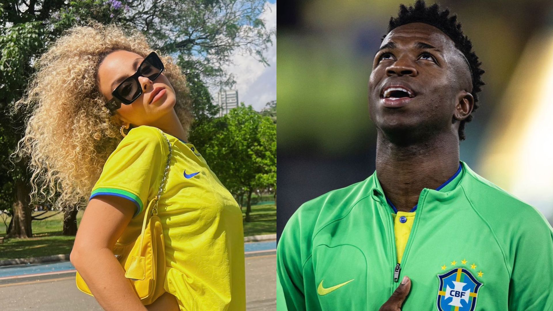 Affair de Vinícius Jr. exibe camiseta com dedicatória e causa euforia: “Casal do hexa”