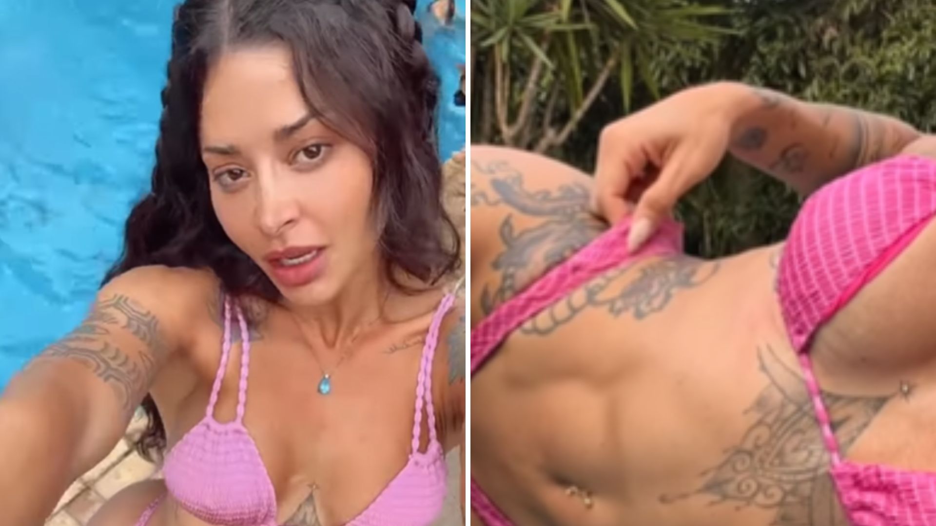 Aline Campos dá ‘ajeitadinha’ na calcinha do biquíni e bumbum gigante chama atenção: “Sereia”