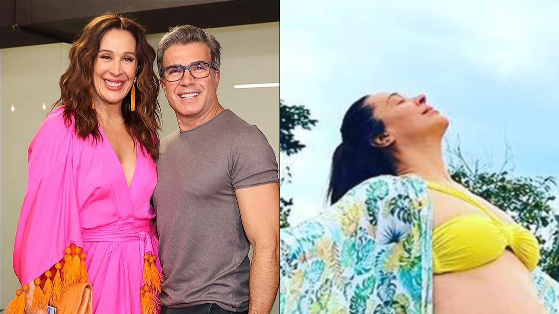 Só de biquíni, Claudia Raia coloca barrigão para jogo e marido baba: “Meu amor”