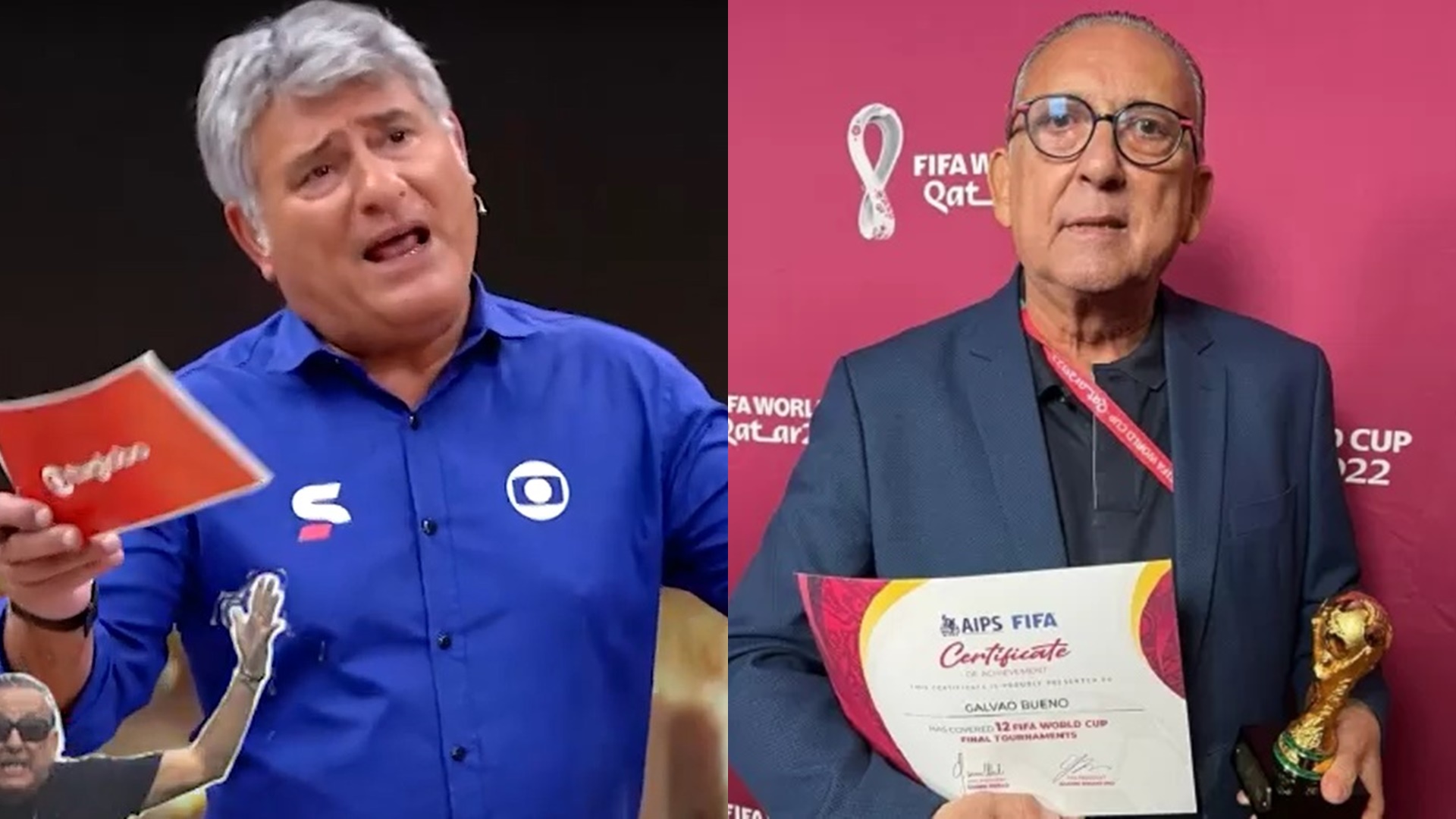 Cléber Machado faz crítica ao vivo após Galvão Bueno receber prêmio da Fifa: “Pra mim”