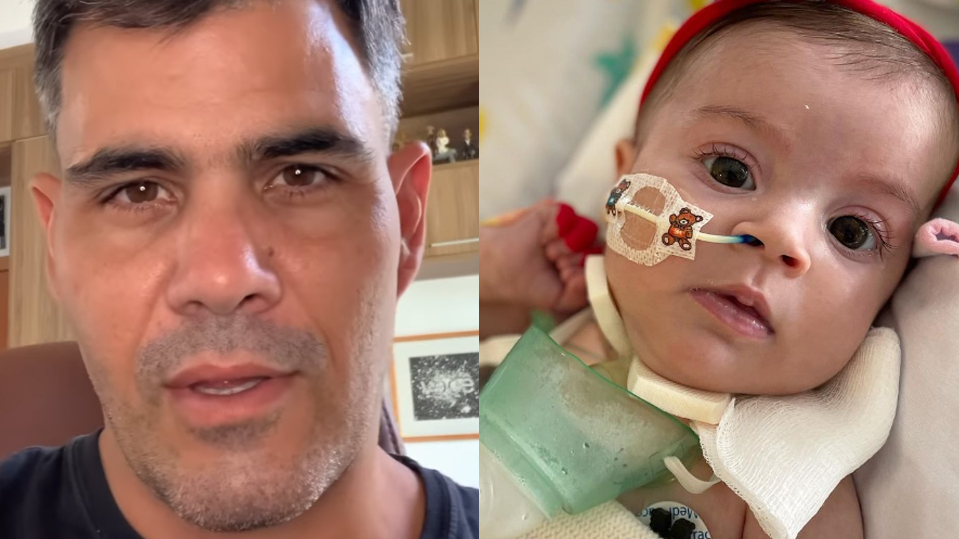 Filha de Juliano Cazarré aprende a respirar por conta própria: “Treinando”