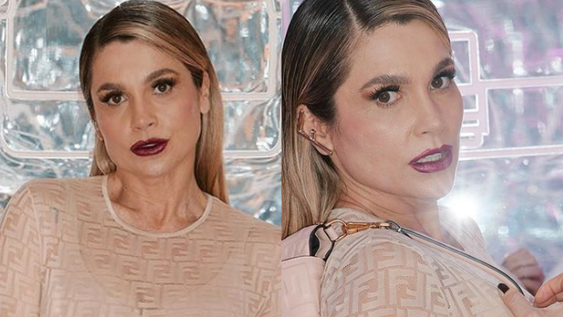 Flávia Alessandra para tudo com look transparente em festa chique: “Surreal”