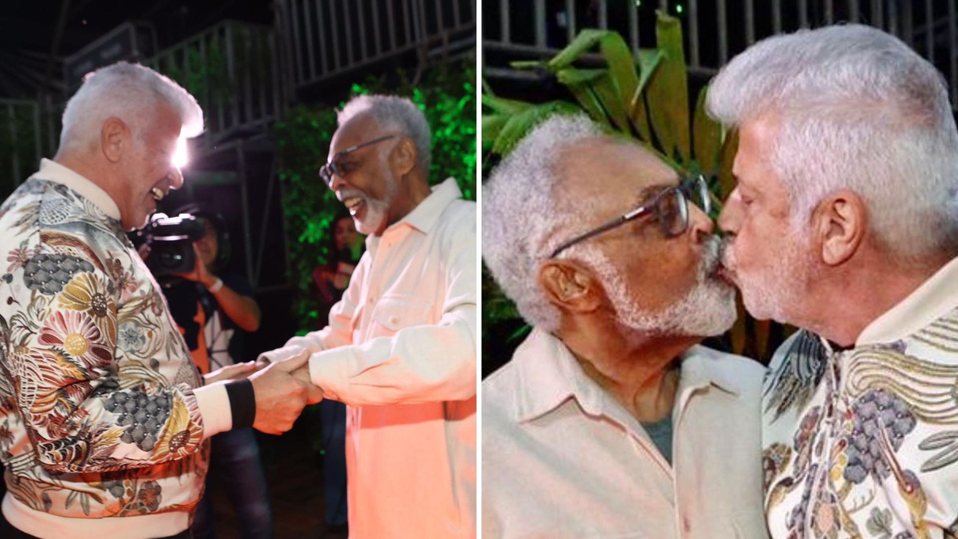 Gilberto Gil e Lulu Santos se beijam em encontro no Rio: “Outro nível”