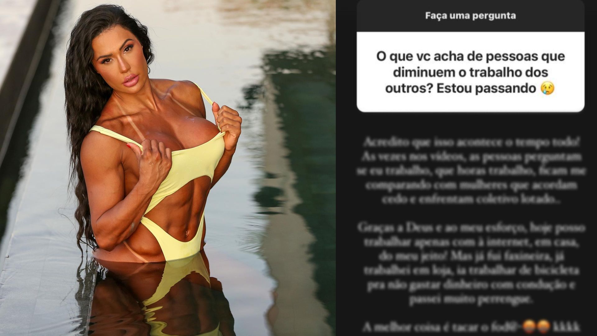 Gracyanne Barbosa rebate críticas ao seu trabalho: “Passei muito perrengue”