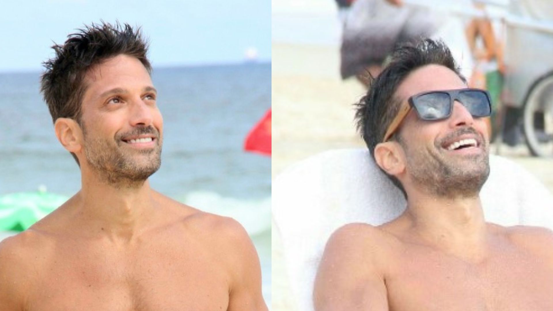 Irmão gato de Luciana Gimenez exibe corpo musculoso em passeio na praia