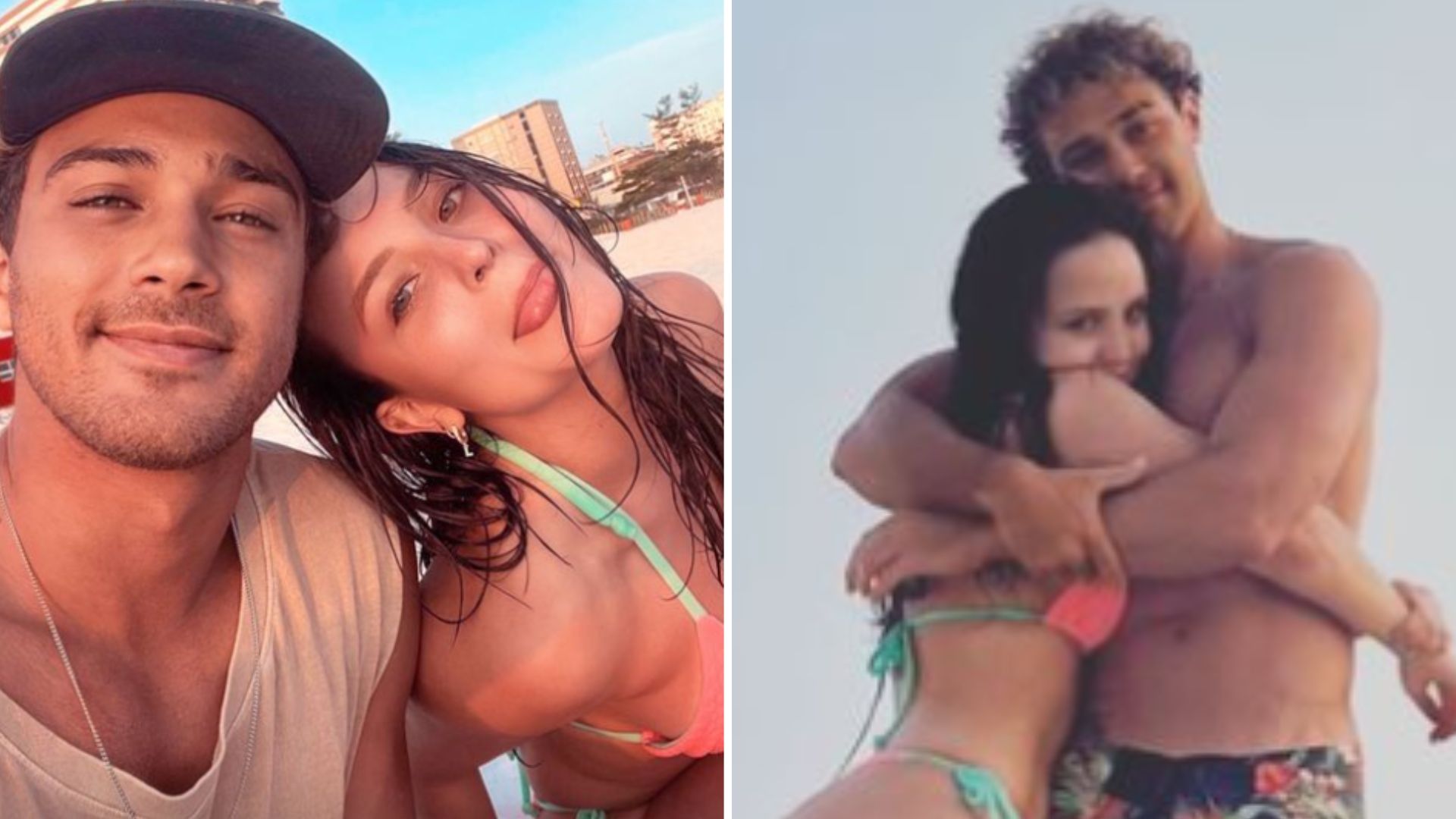 De biquíni, Larissa Manoela agarra o namorado e exibe corpaço sem edições: “Nós”
