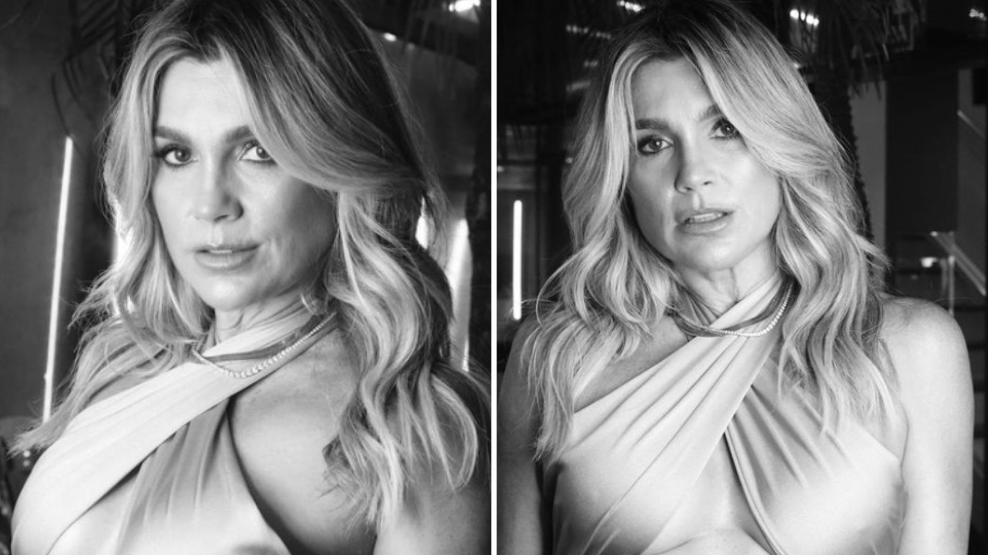 Sem sutiã, Flávia Alessandra exibe barriga sequinha em look chique: “Mulherão”