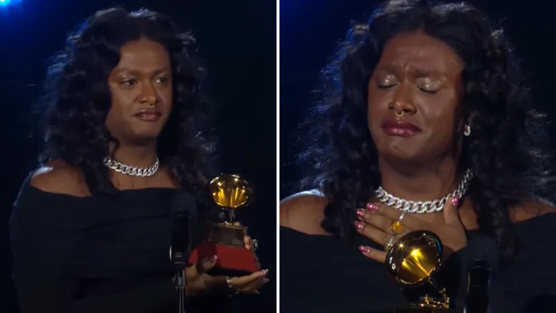 Liniker cai aos prantos ao se tornar a primeira trans a ganhar um Grammy Latino: “Muito feliz”