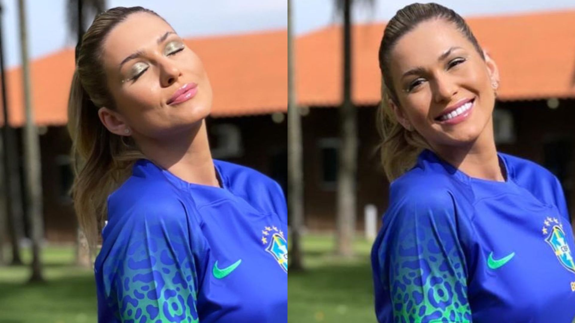 Lívia Andrade elege calça legging coladinha para ver jogo do Brasil e causa: “Deusa”