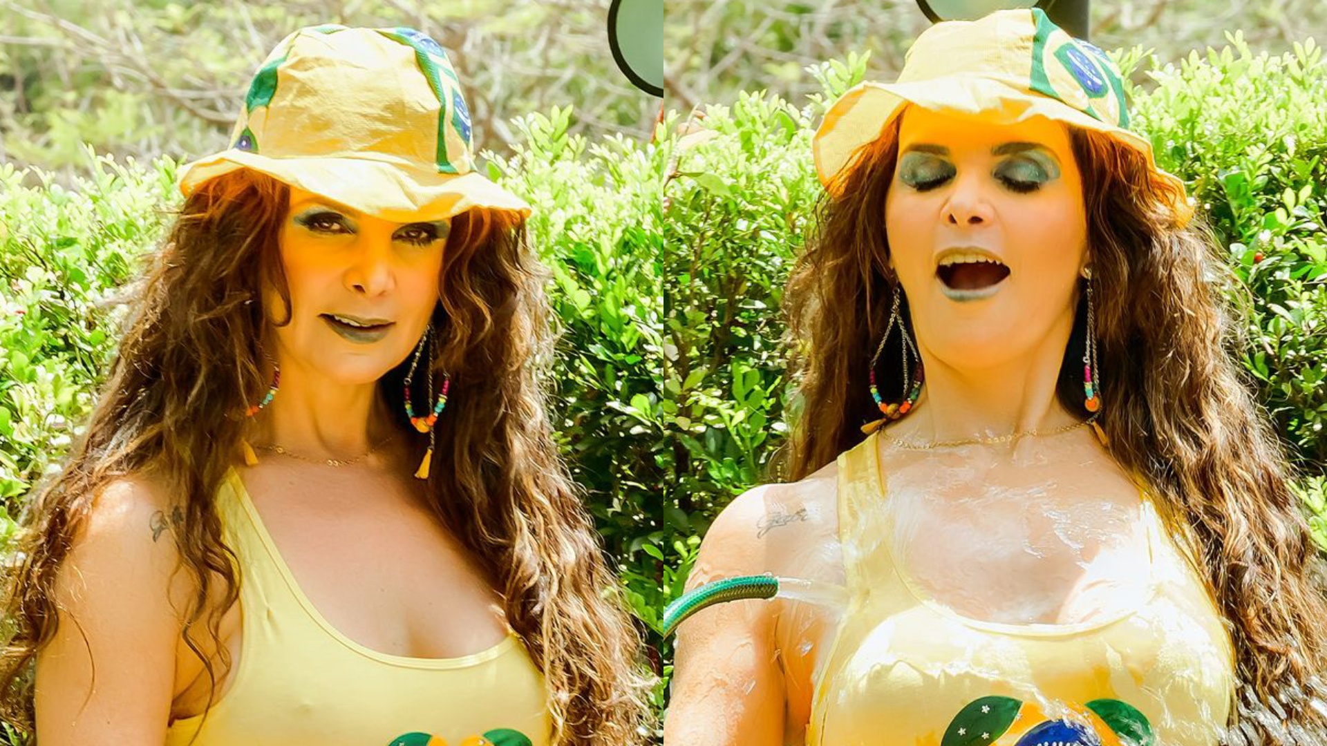 Aos 50 anos, Luiza Ambiel posa de biquíni inspirado na Copa e exibe corpo definido