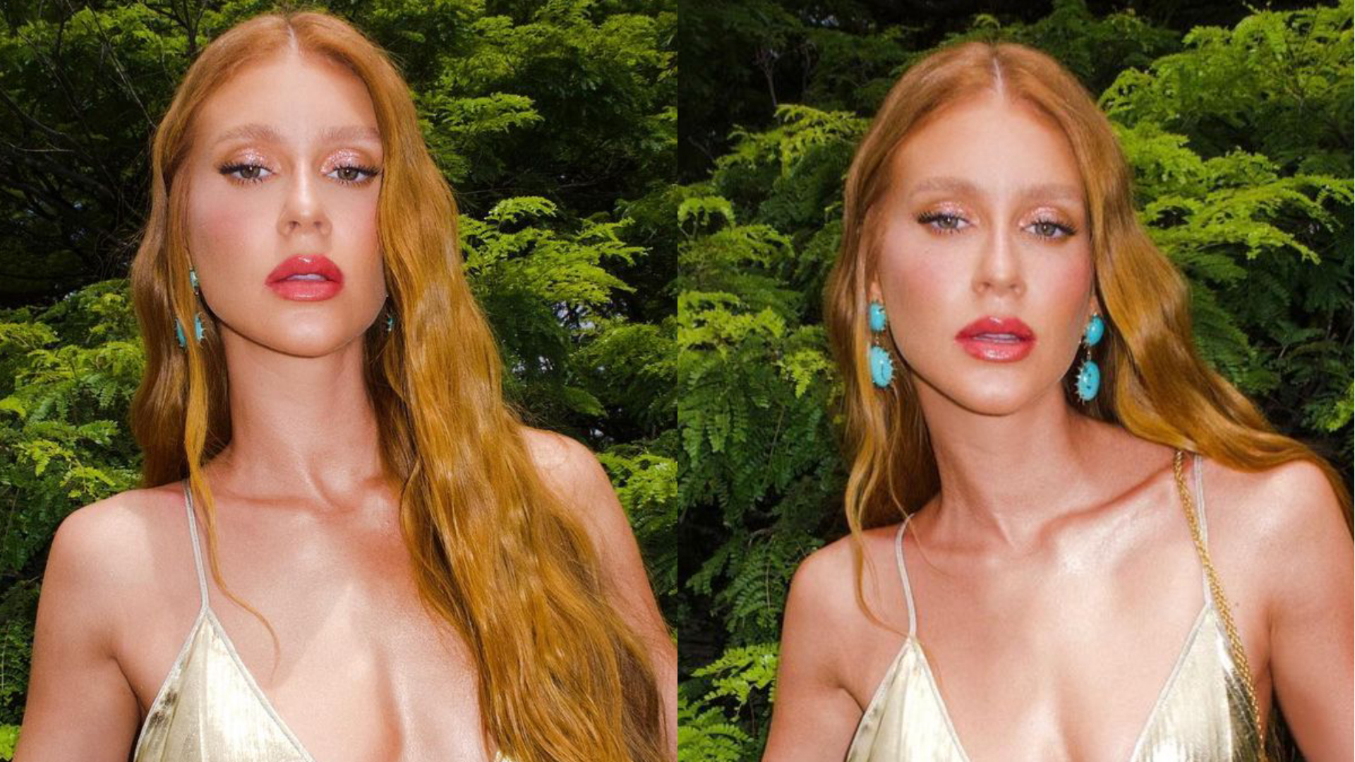 Marina Ruy Barbosa abusa de decote em vestido de alcinha e fãs babam: “Deusa”