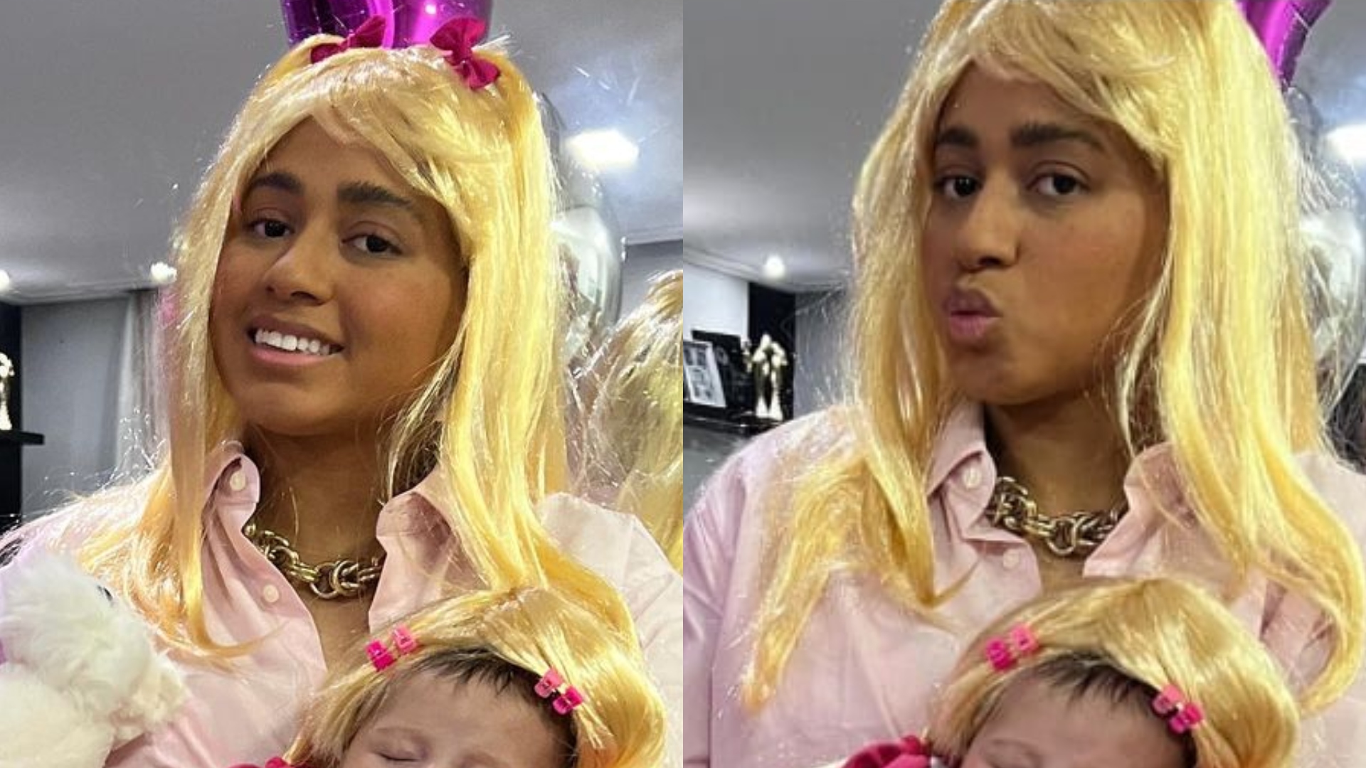 MC Loma coloca peruca na filha e comemora 2 meses de Melanie com tema inusitado: “Criatividade”