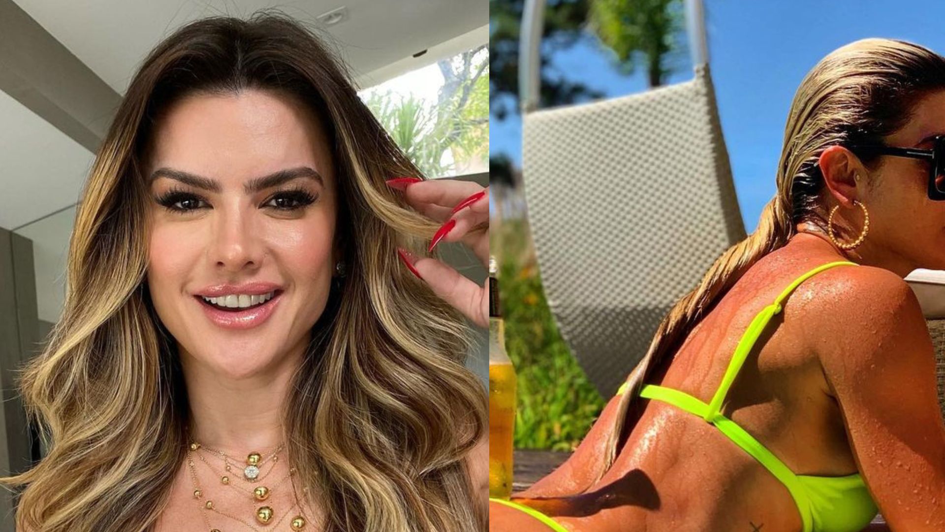 De fio-dental, Mirella Santos empina bumbum e atiça fãs em posição ousada na piscina: “Que mulher”