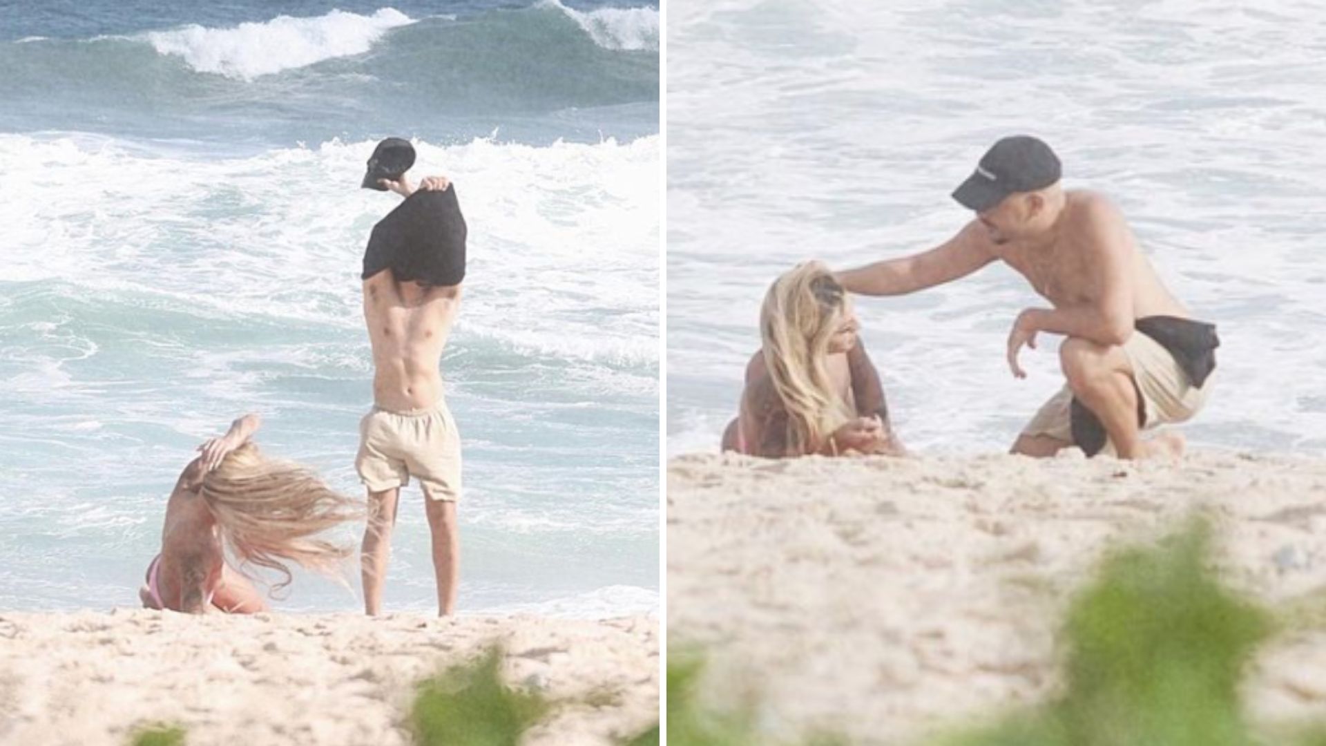 Pedro Sampaio e Pabllo Vittar trocam carinhos e demonstram intimidade em praia no Rio