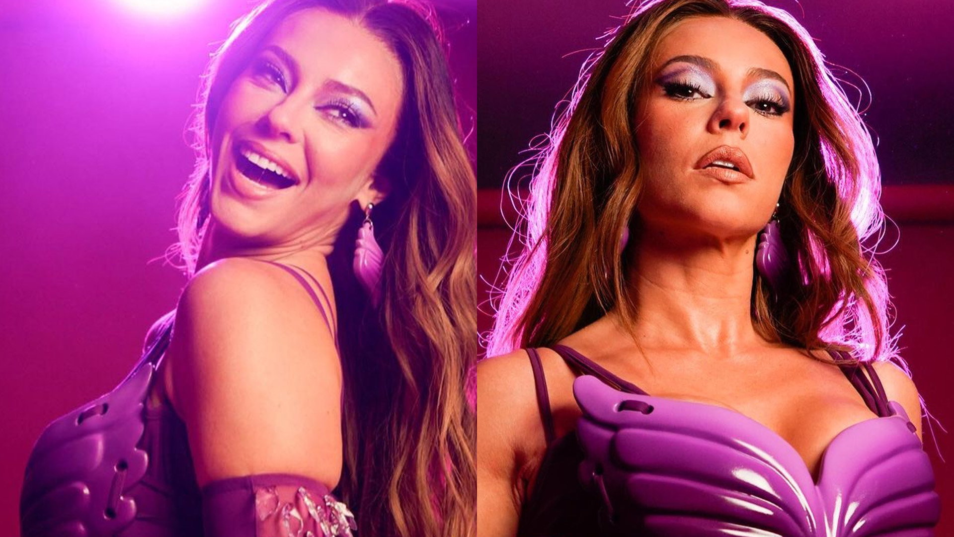 Em look roxo, Paolla Oliveira cobre só o essencial em evento de Carnaval: “Absurda”