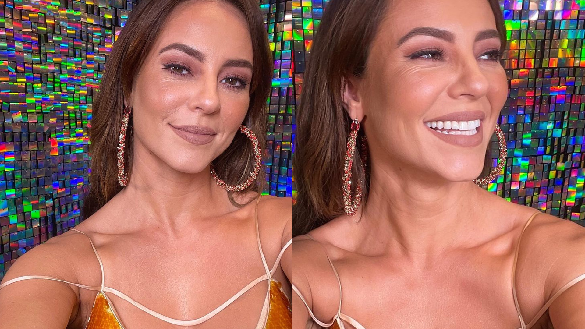 Sem sutiã, Paolla Oliveira causa em gravação de vinheta de fim de ano da Globo: “Brilha”