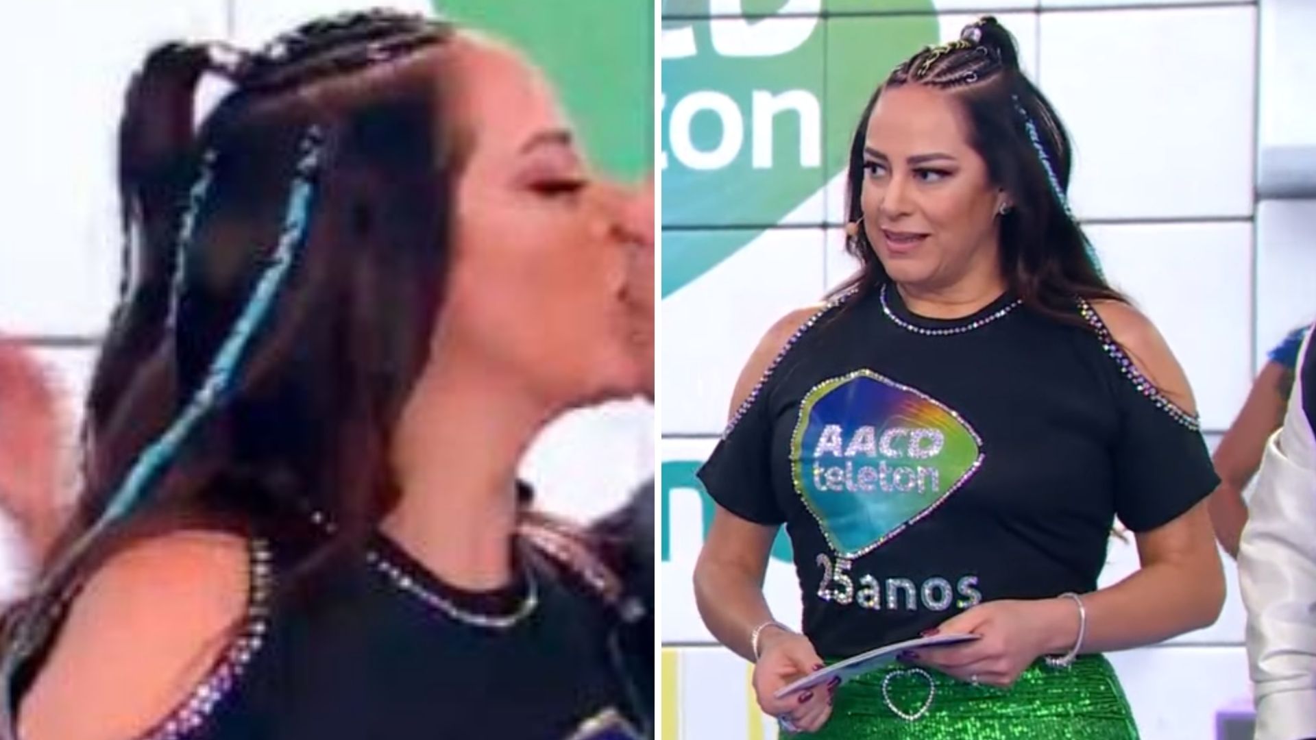 Silvia Abravanel ganha beijo surpresa do namorado no palco do Teleton 2022