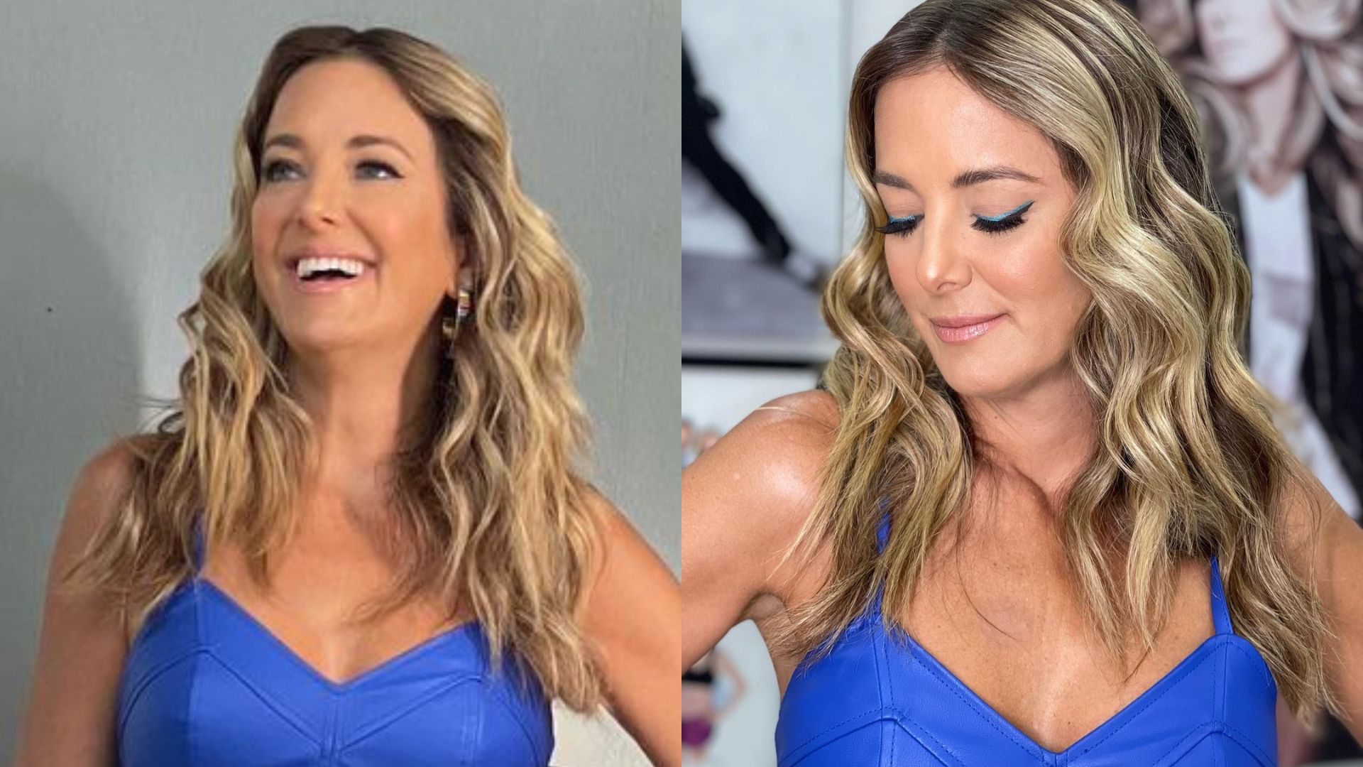 Ticiane Pinheiro arrasa com vestido azul aberto em dia de jogo do Brasil: “Charmosa”