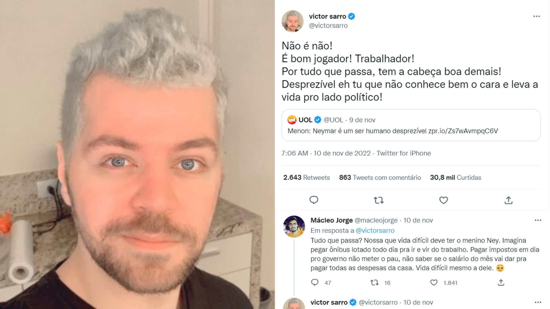 Victor Sarro vira piada após tentar defender Neymar de artigo opinativo: “Vaguinha no ano novo”