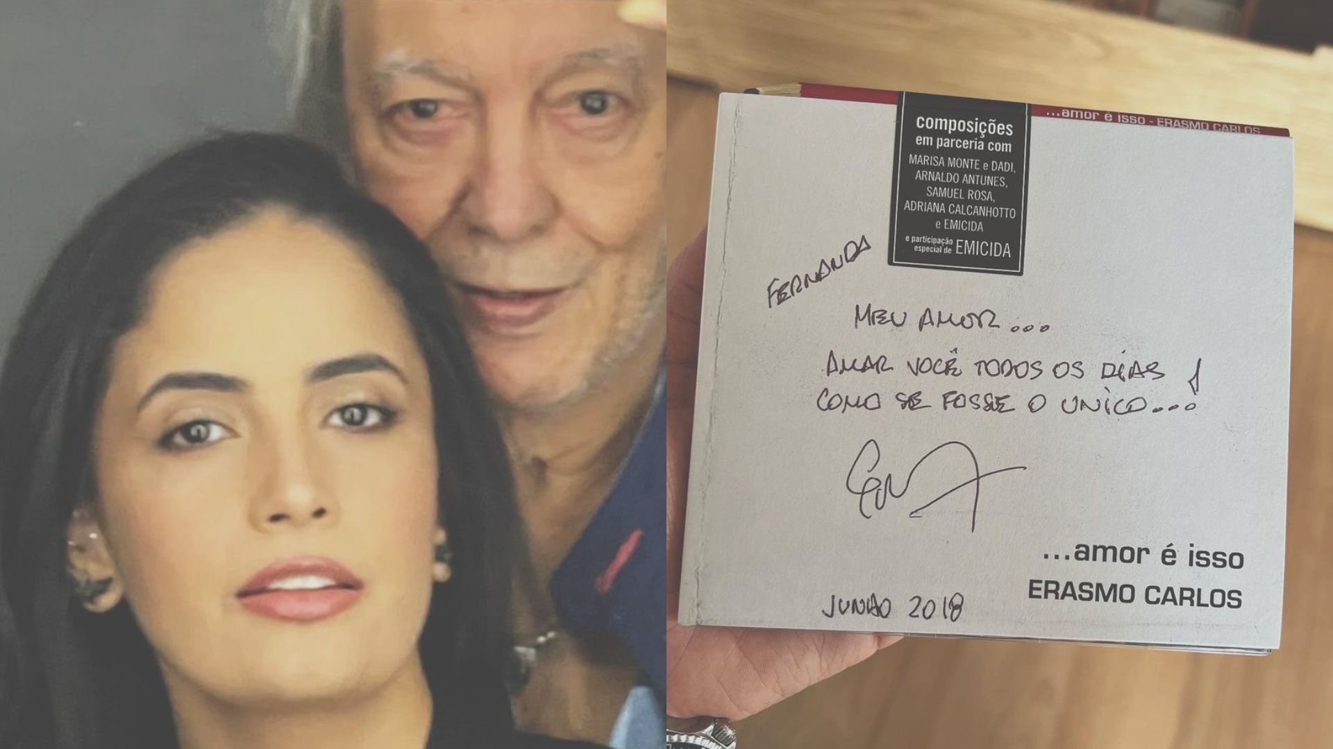 Viúva de Erasmo Carlos resgata presente deixado pelo cantor com declaração: “Meu amor”