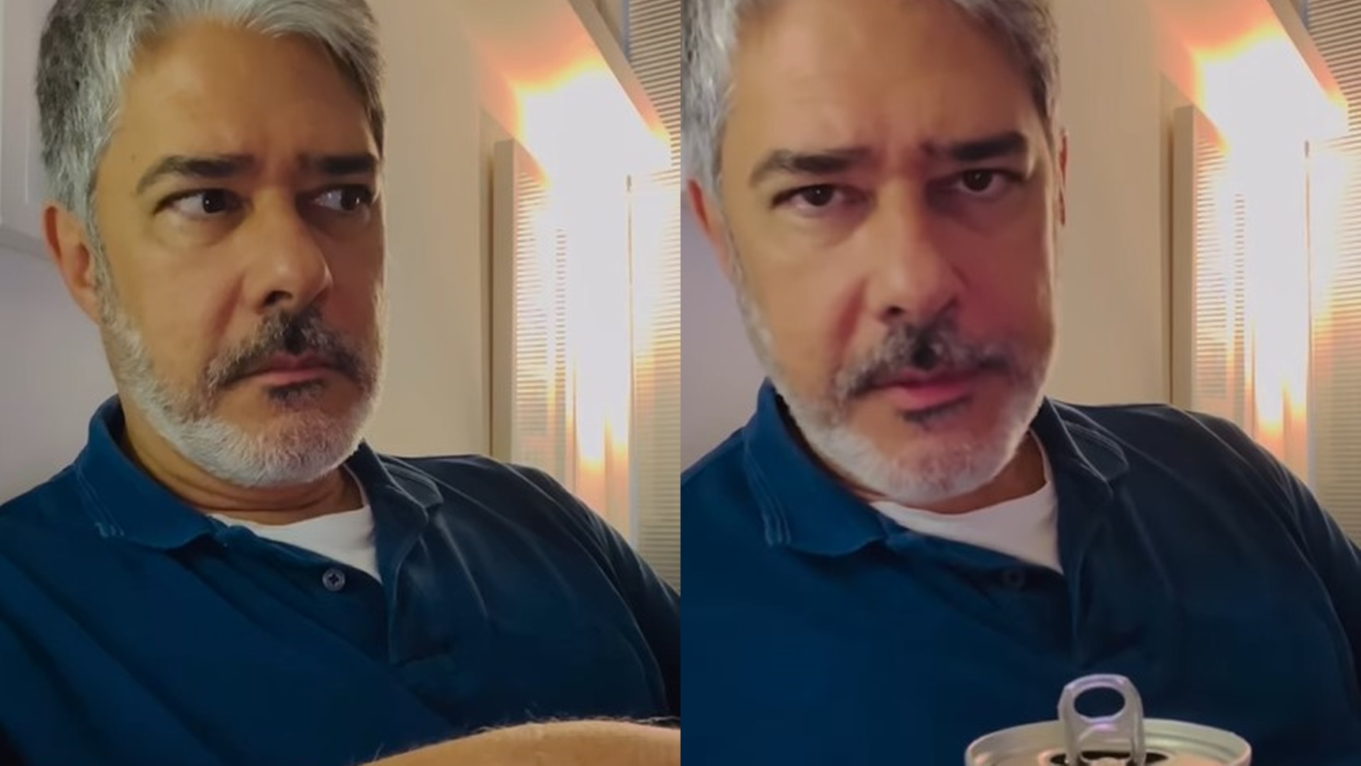 William Bonner abre latinha em vídeo após polêmica ao vivo e debocha: “Bom feriado”