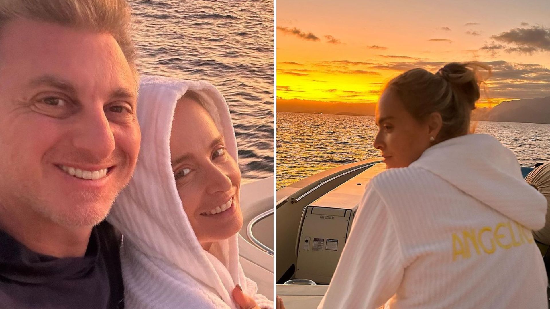 Angélica surge em clima de romance com Luciano Huck em barco: “Meu amor”