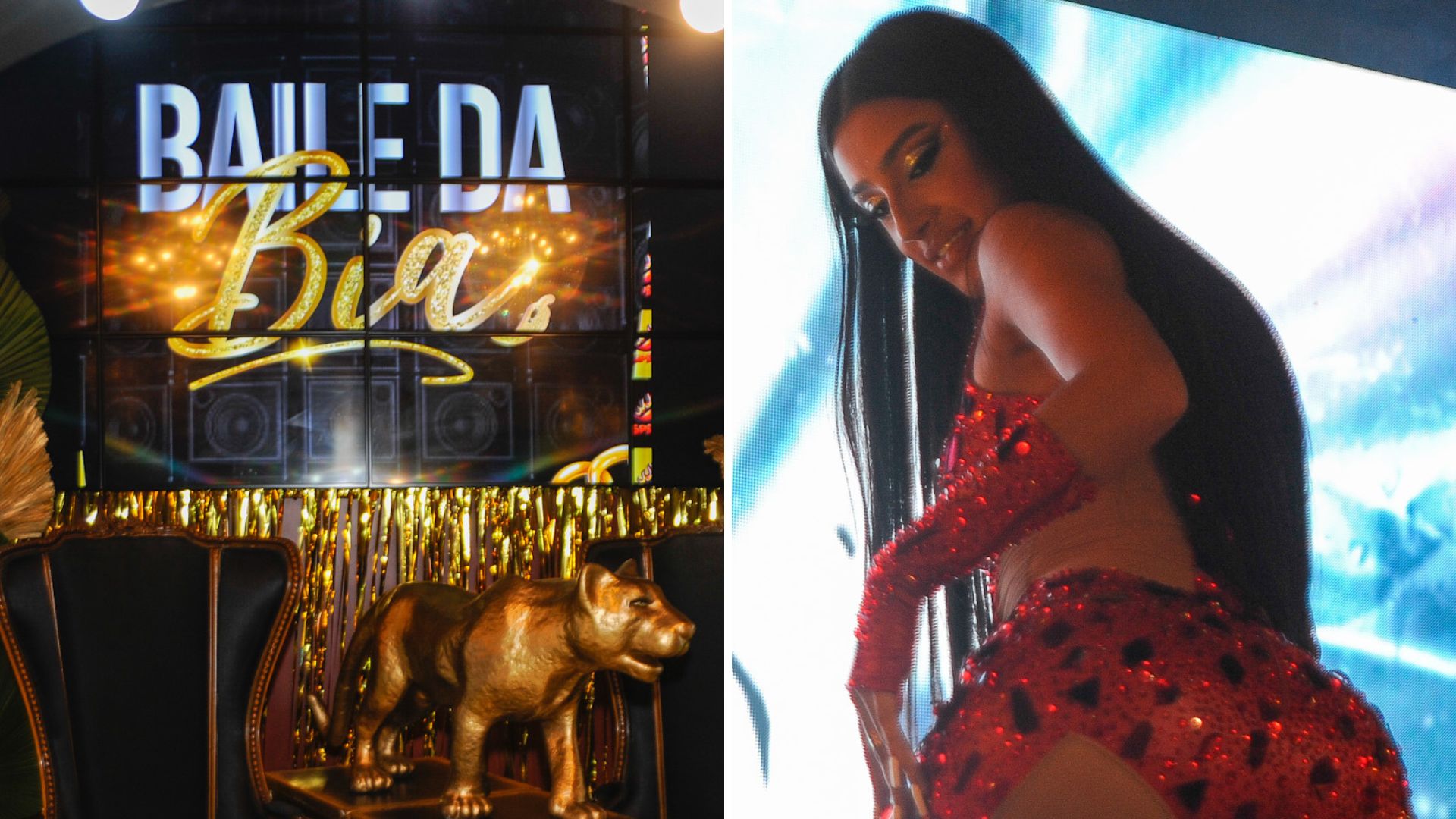 Com look cavadíssimo, Bia Miranda vai até o chão em festa de aniversário luxuosa