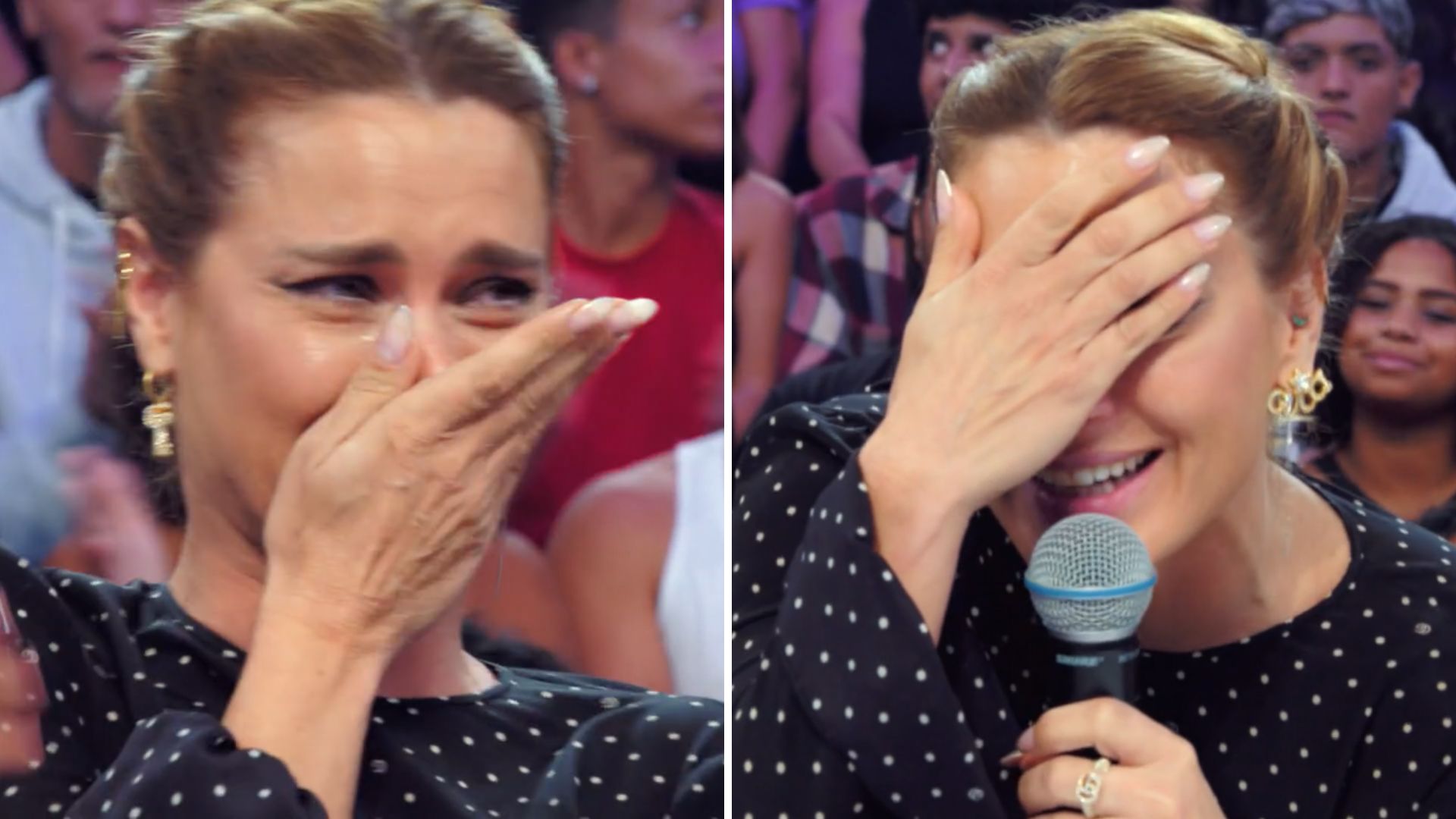 Carolina Dieckmann chora com homenagem do marido e filhos no ‘Domingão’: “Faço tudo”