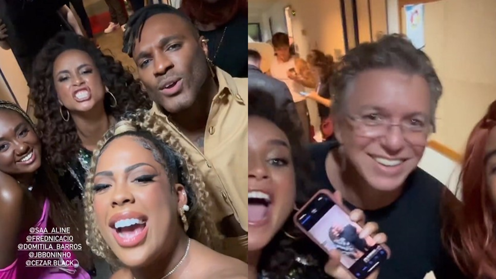 Ex-BBBs exibem farra com Boninho nos bastidores antes da final: “Olha ele”