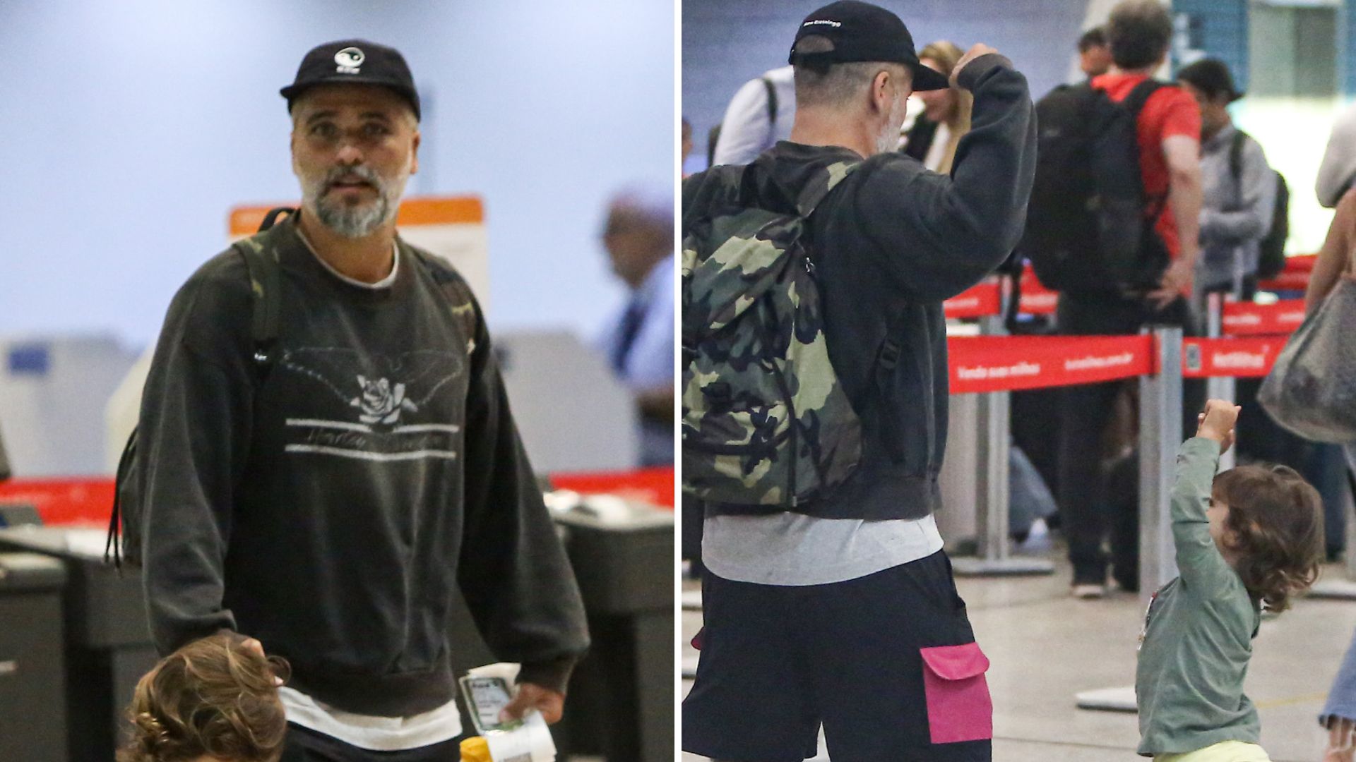 Zyan Gagliasso rouba a cena em aeroporto e faz a maior farra com o papai