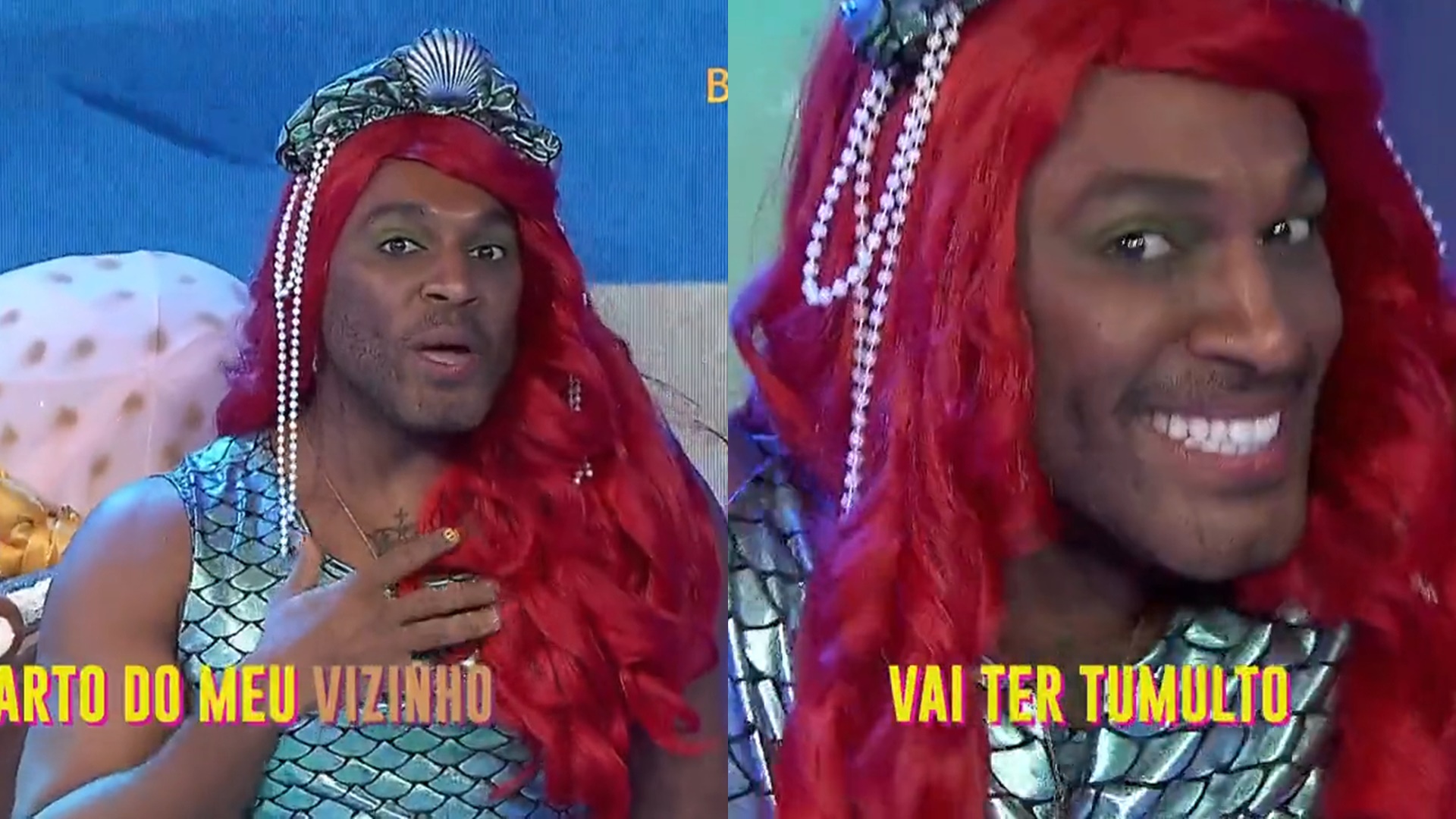 BBB23: Fred Nicácio se transforma em sereia e celebra Quarto Fundo-do-Mar; assista