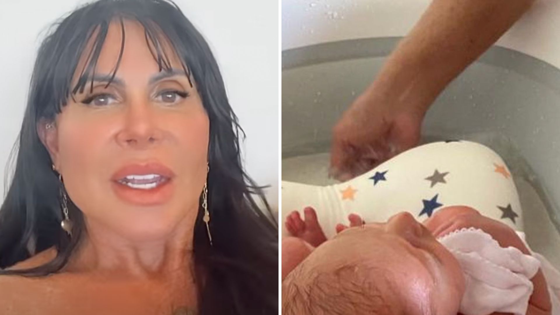 Gretchen dá banho no neto recém-nascido e emociona fãs: “Avó de verdade”