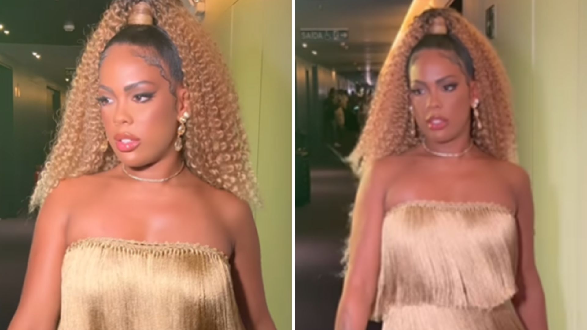 BBB23: Loira, Marvvila deixa pernões de fora em vestido franjado para final: “Partiu”