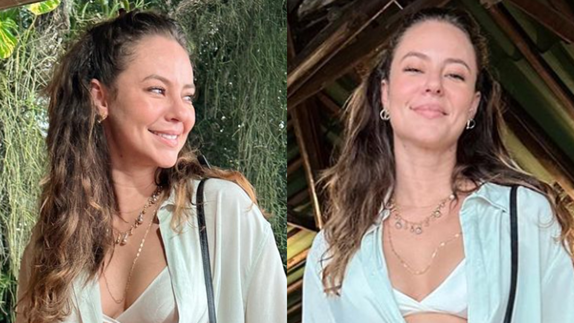 De camisa aberta, Paolla Oliveira celebra 41 anos e deixa sutiã à mostra