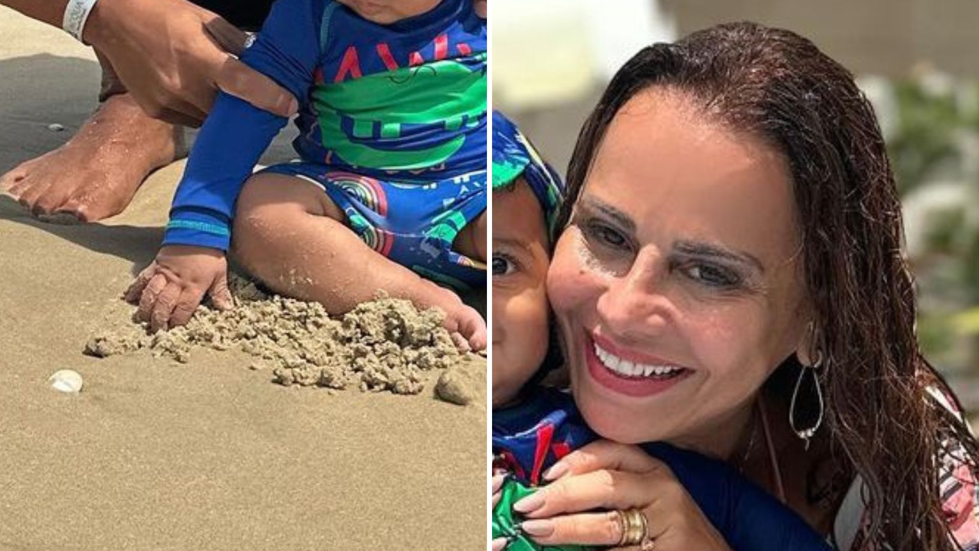 Viviane Araujo encanta ao mostrar primeira ida do filho à praia: “A carinha”