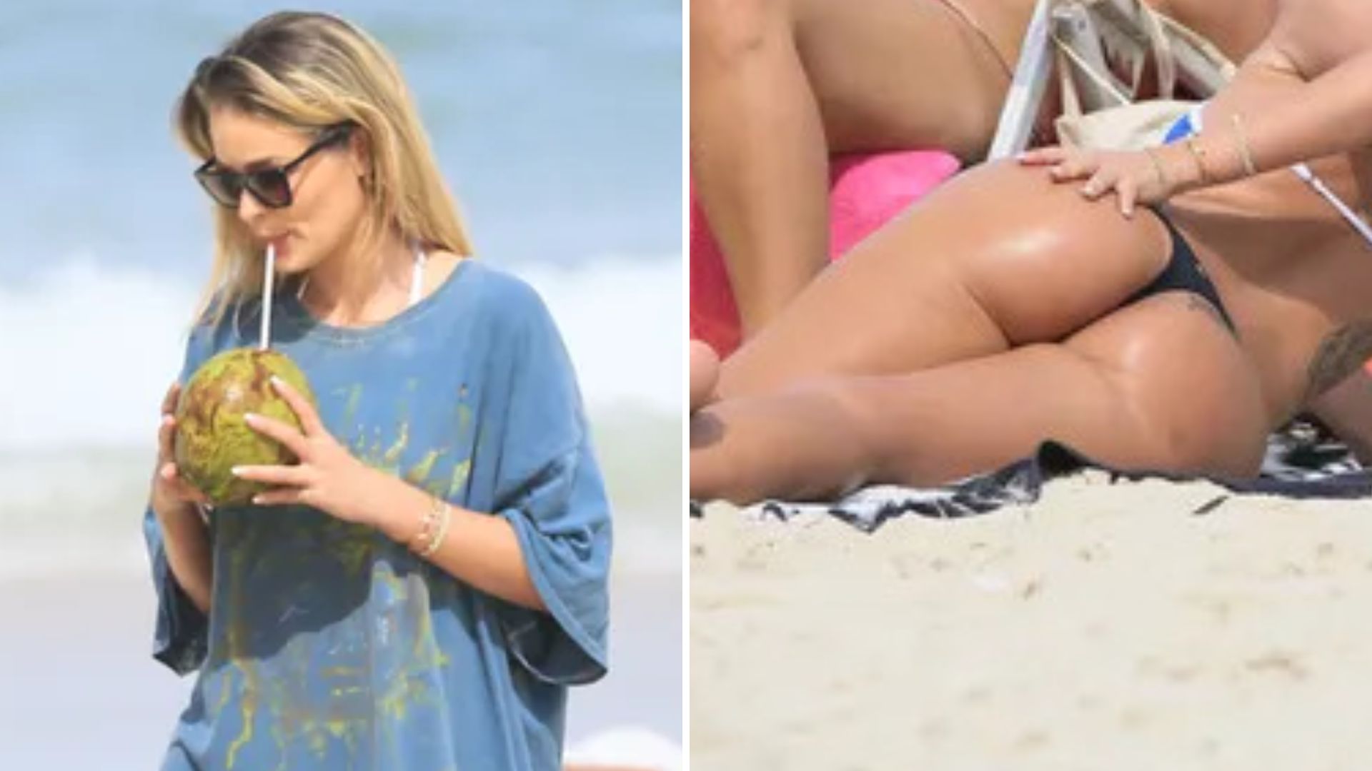 De biquíni, Yasmin Brunet lambuza bumbum de óleo e torra no Rio