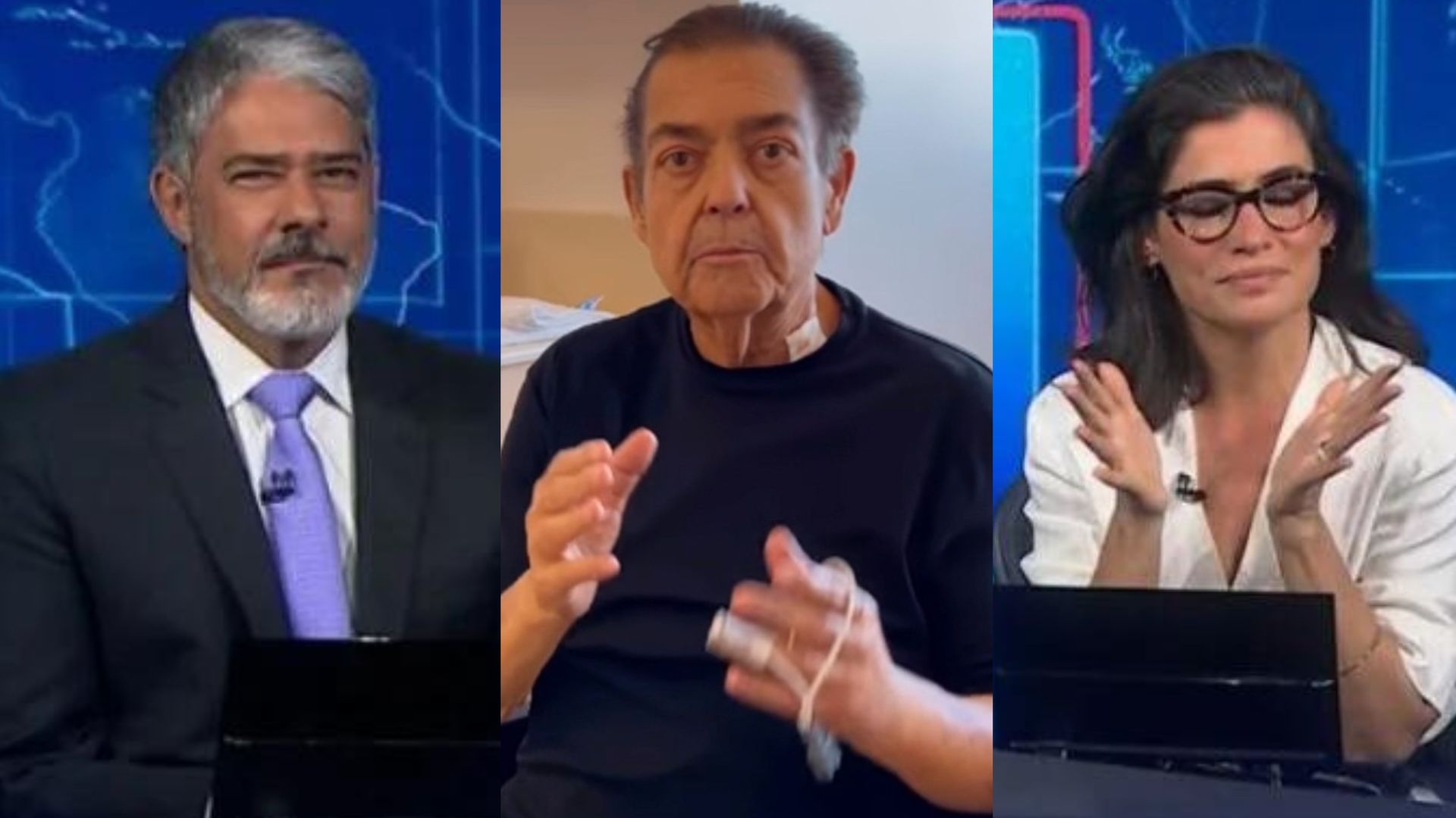 Depoimento de Faustão emociona William Bonner e Renata Vasconcellos no ‘Jornal Nacional’