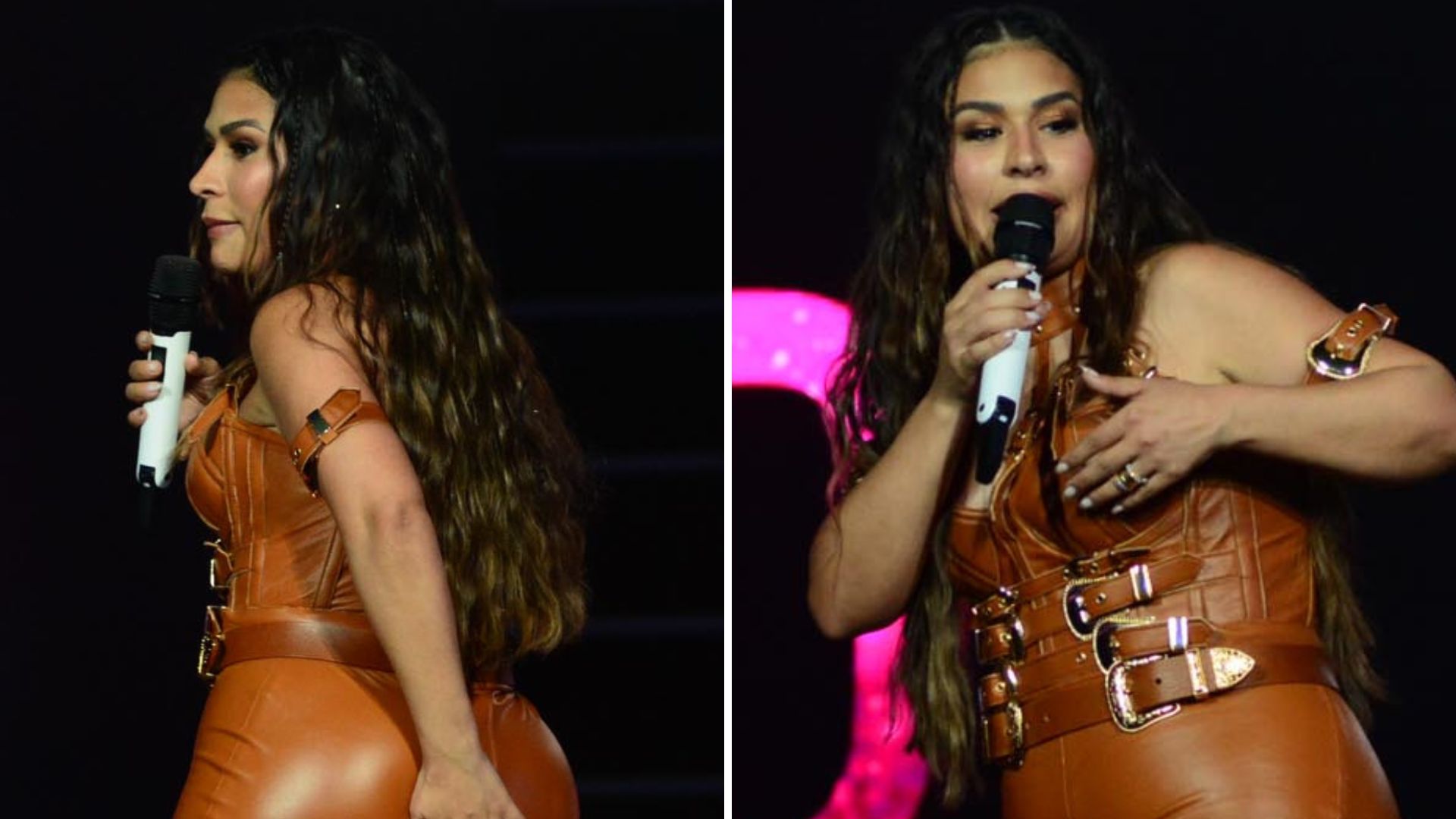 Que situação! Macacão rasga e Simone fica com o bumbum de fora em show