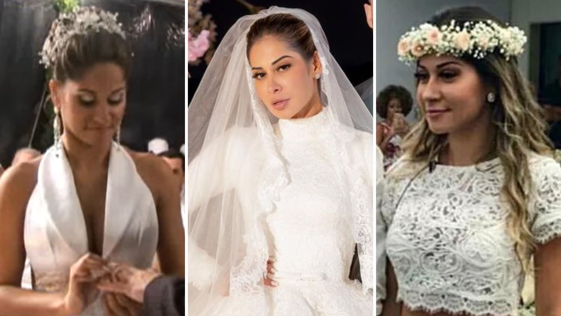 Do vermelho ao branco: os vestidos que marcaram os casamentos de Maíra Cardi